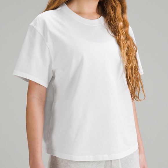 Lululemon Relaxed-Fit Cotton Jersey T-Shirt size 6 NWT WHITE TEE - Picture 1 of 6